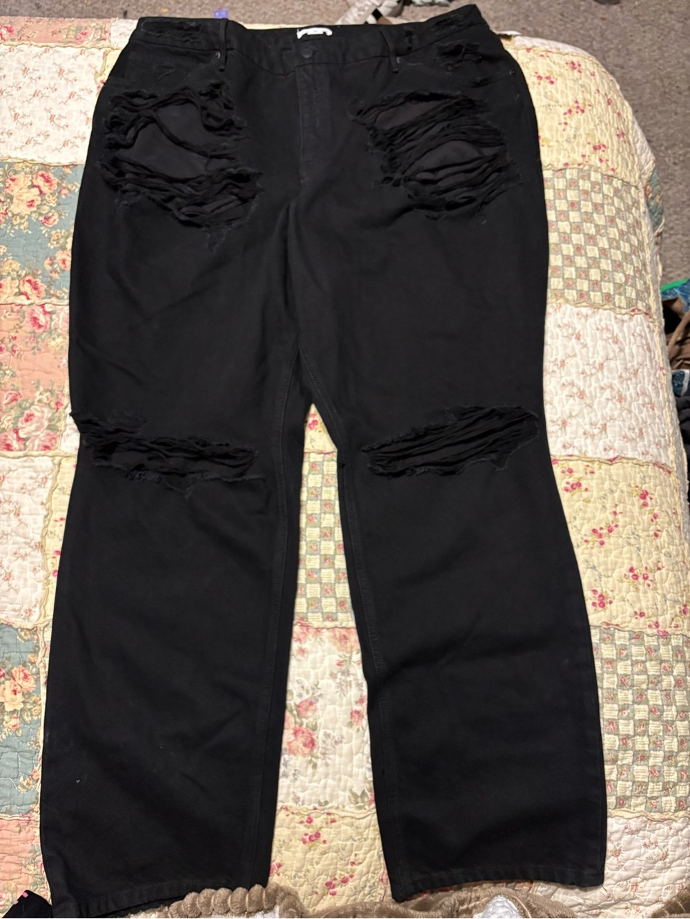 Good American Black Distressed Women's Jeans 16